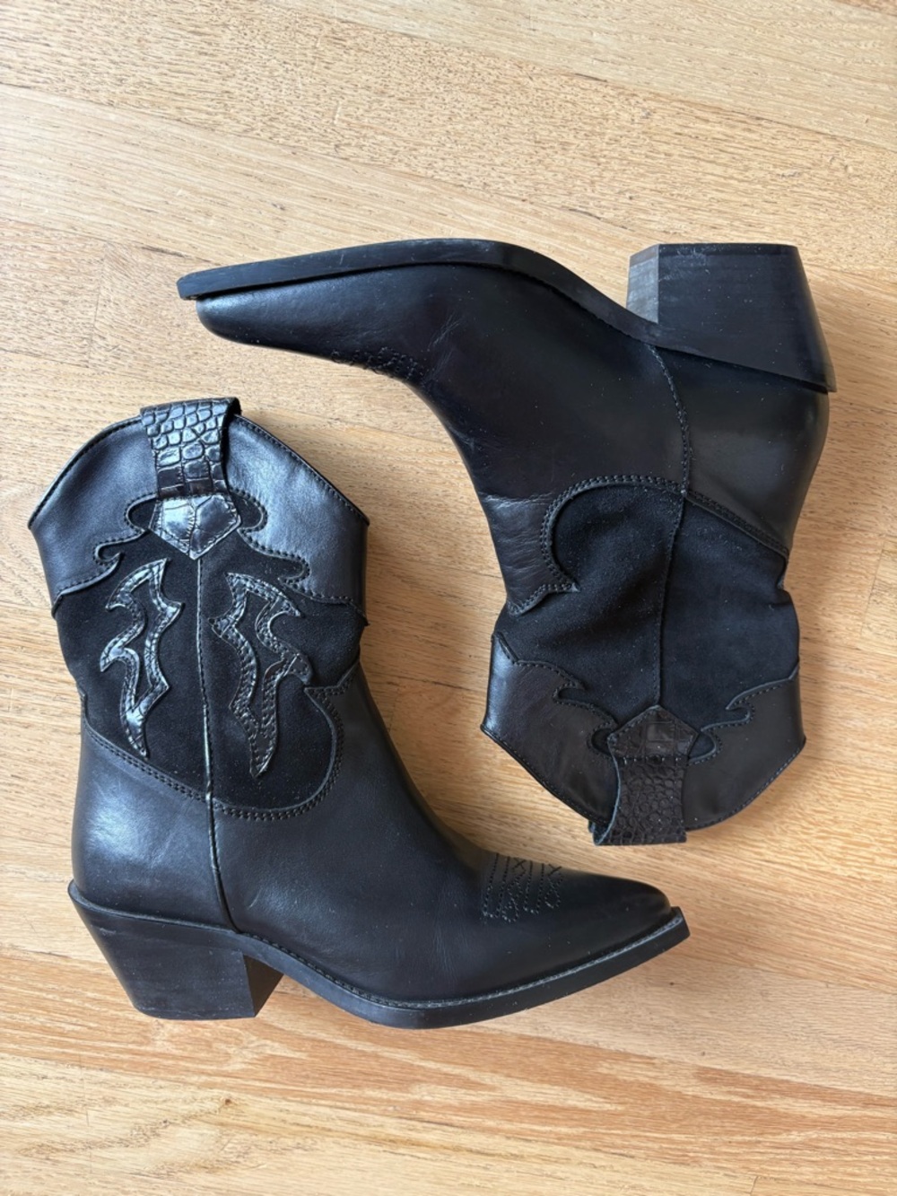 Black Western-Inspired Ankle Booties